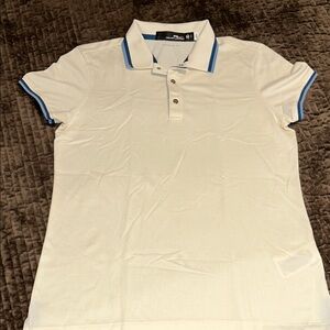 RLX Ralph Lauren Cream Polo with Blue Trim